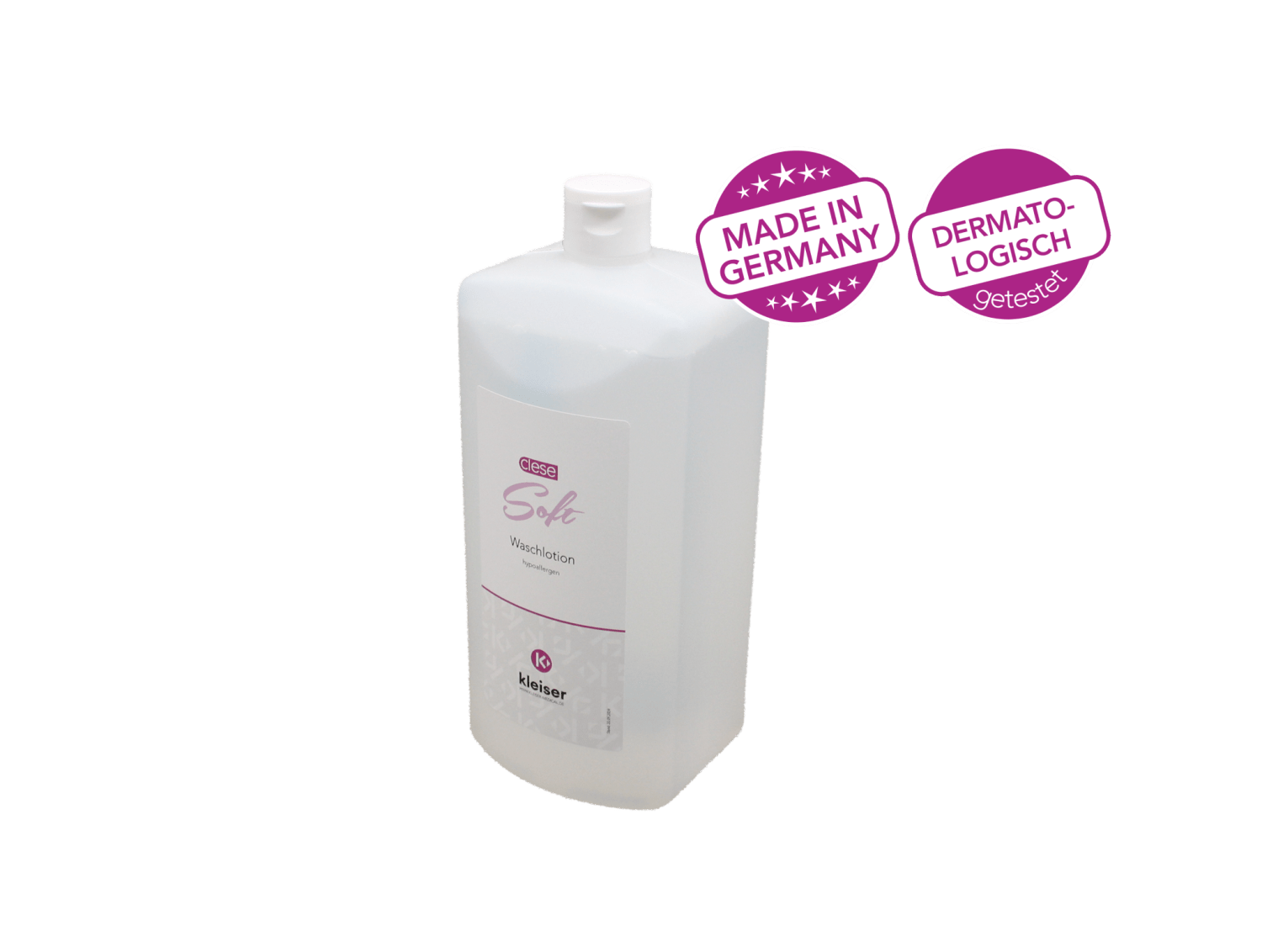 <p><strong>1 Liter Flasche</strong><br />CleseSoft Waschlotion reinigt die Haut sanft und sorgt für ein angenehmes Hautgefühl, ideal für die tägliche Pflege.</p>