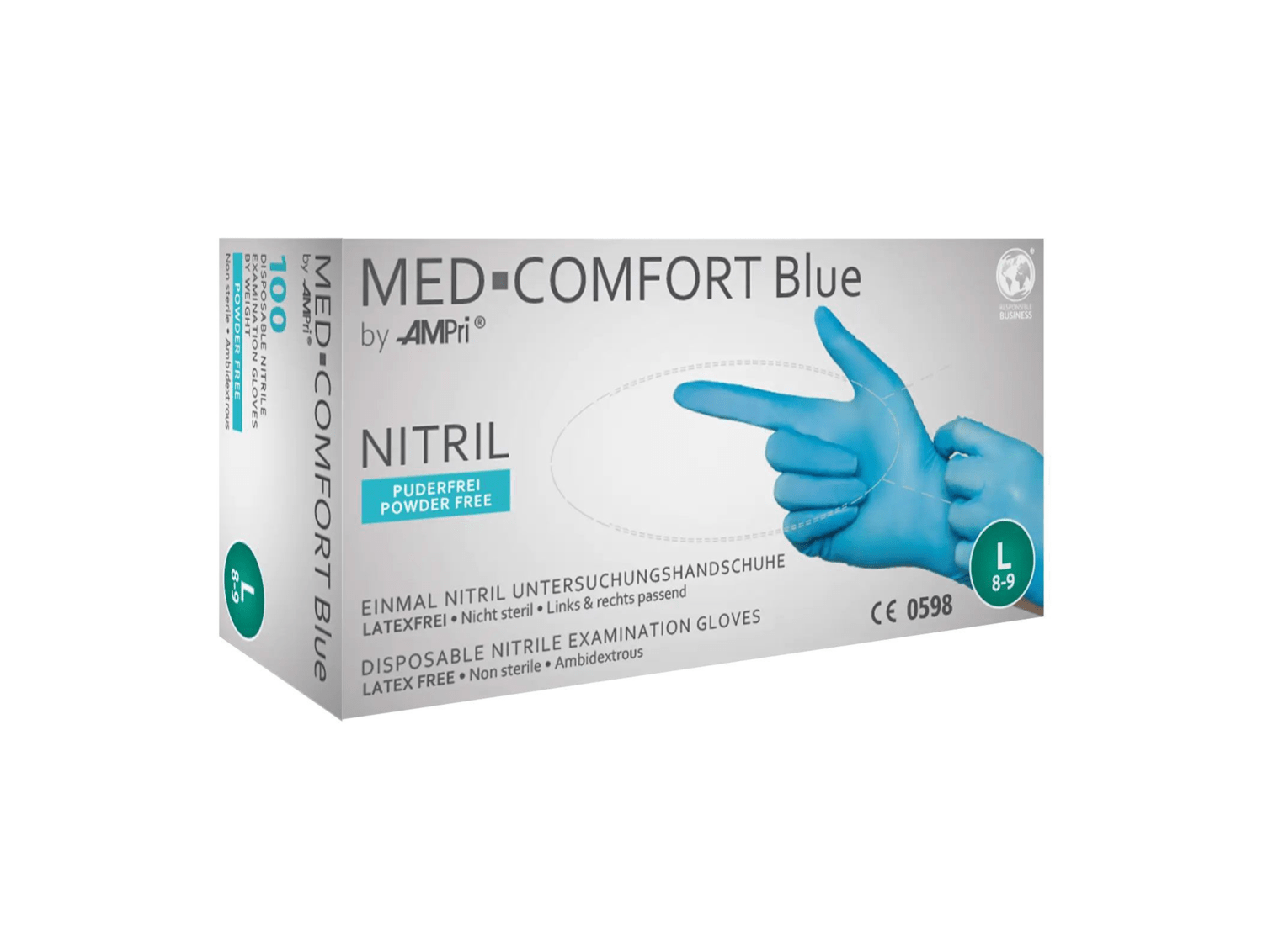 <p><strong>100 Stück pro Box, puderfrei</strong><br />Die Med Comfort Blue Nitrilhandschuhe sorgen für zuverlässigen Schutz und angenehmen Tragekomfort und eignen sich perfekt für den Praxisalltag.</p>