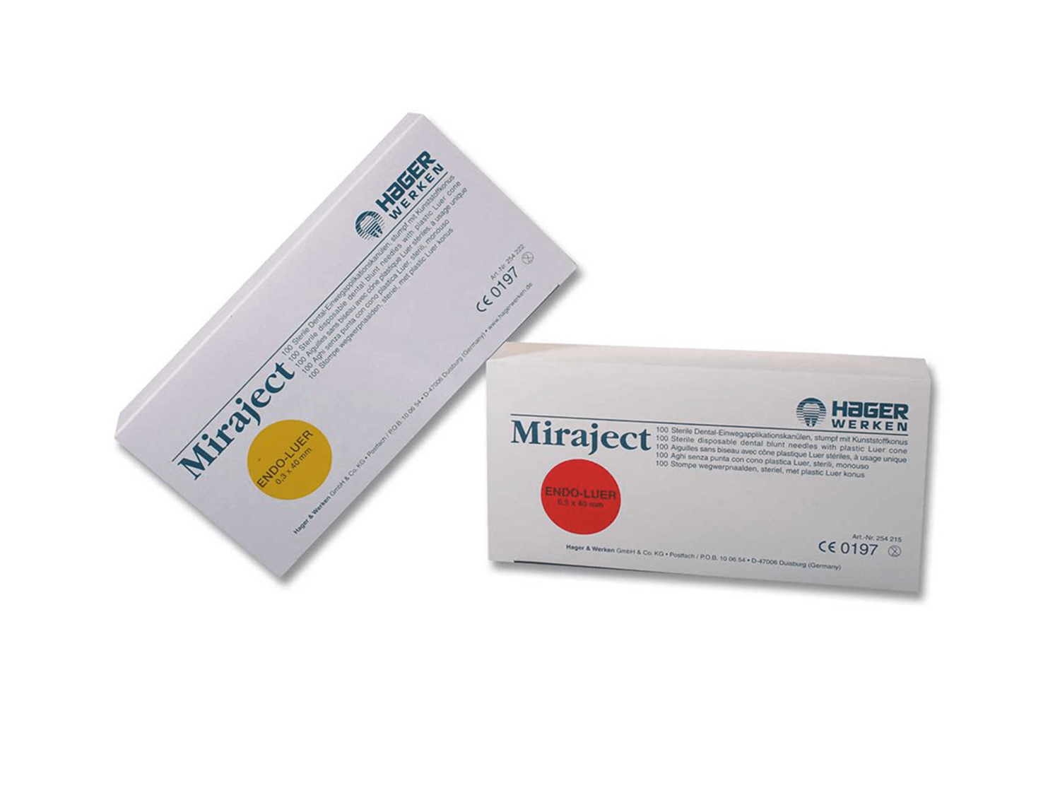 <p><strong>100 Stück pro Box,</strong><br /><strong>G 30, 0.3x40 mm<br /></strong>Miraject Endo Luer Gelb bietet präzise und sichere Applikation für endodontische Behandlungen in der Zahnarztpraxis.</p>