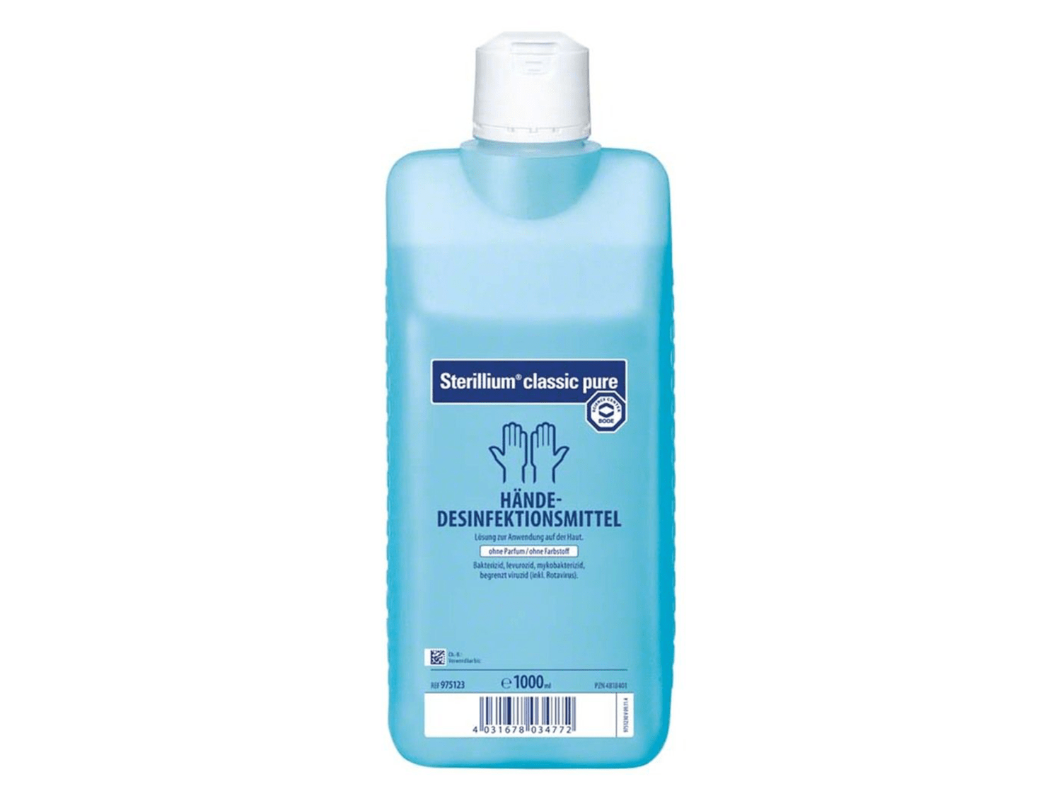 <p><strong>1 Liter Flasche</strong><br />Für die hygienische und chirurgische Händedesinfektion. Besonders geeignet für Bereiche, in denen auf Farbstoff- und Parfümfreiheit Wert gelegt wird.</p>