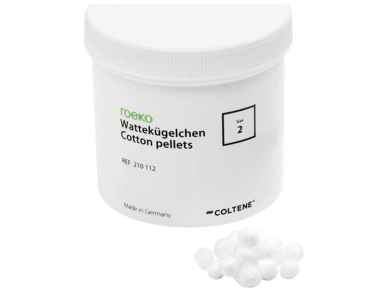 <p><strong>Dose 10 g,</strong><br /><strong>Durchschnittlich 7.6 mm<br /></strong>Die Wattekugelchen der Größe 2 sind perfekt für vielseitige Anwendungen in der Zahnarztpraxis und gewährleisten hygienischen Komfort.</p>